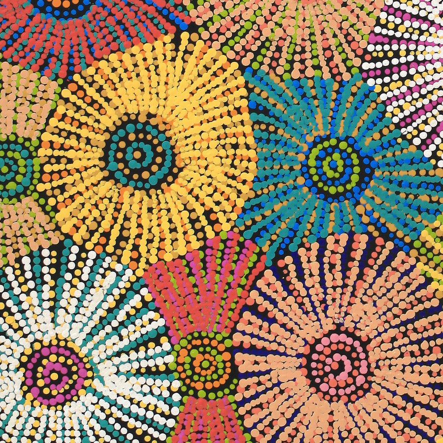 Aboriginal Artwork by Evelyn Nangala Robertson, Ngapa Jukurrpa (Water Dreaming) - Puyurru, 76x46cm