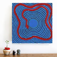 Aboriginal Artwork by Ezekiel Jakamarra James, Warna Jukurrpa (Snake Dreaming), 46x46cm