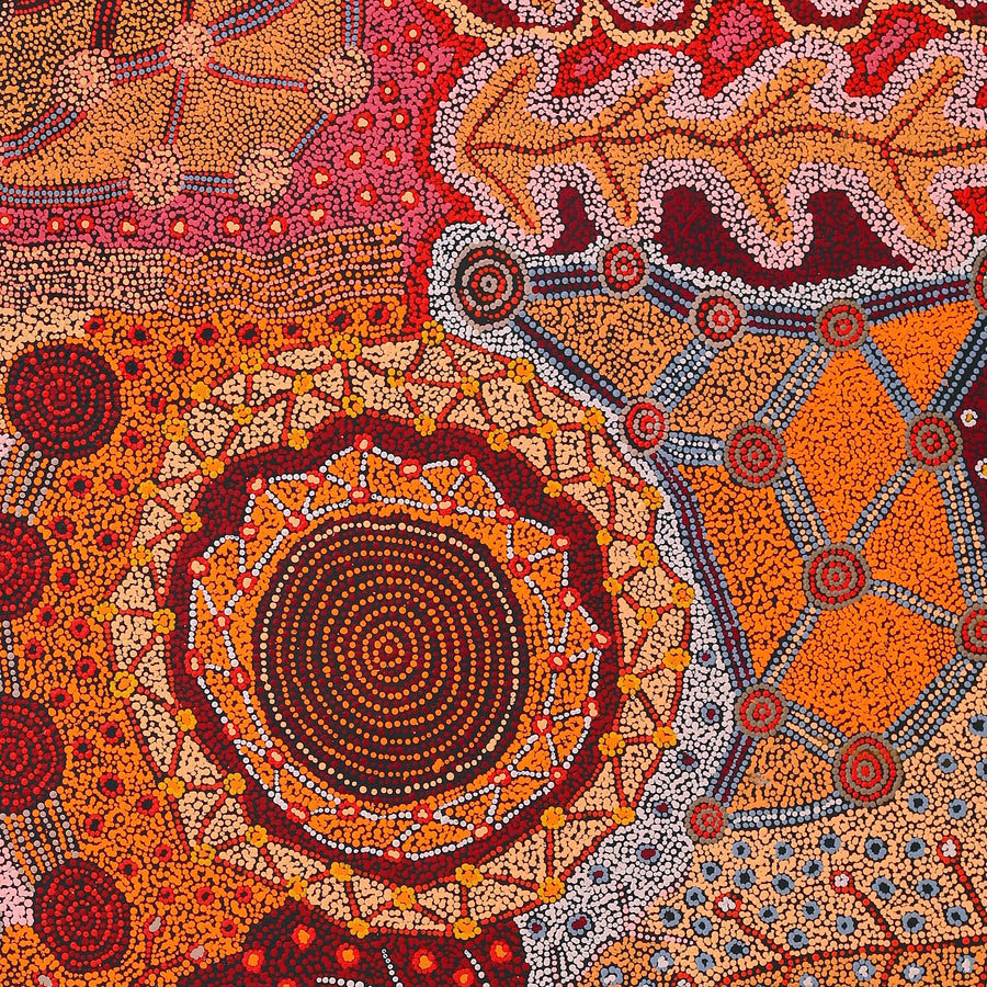 Aboriginal Artwork by Faye Nangala Hudson, Warlukurlangu Jukurrpa (Fire country Dreaming), 203x152cm