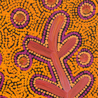 Aboriginal Artwork by Faye Nangala Hudson, Warlukurlangu Jukurrpa (Fire country Dreaming), 30x30cm
