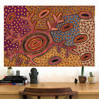 Aboriginal Artwork by Faye Nangala Hudson, Warlukurlangu Jukurrpa (Fire country Dreaming), 91x61cm
