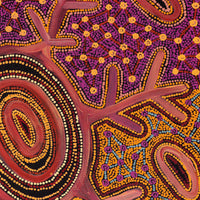 Aboriginal Artwork by Faye Nangala Hudson, Warlukurlangu Jukurrpa (Fire country Dreaming), 91x61cm