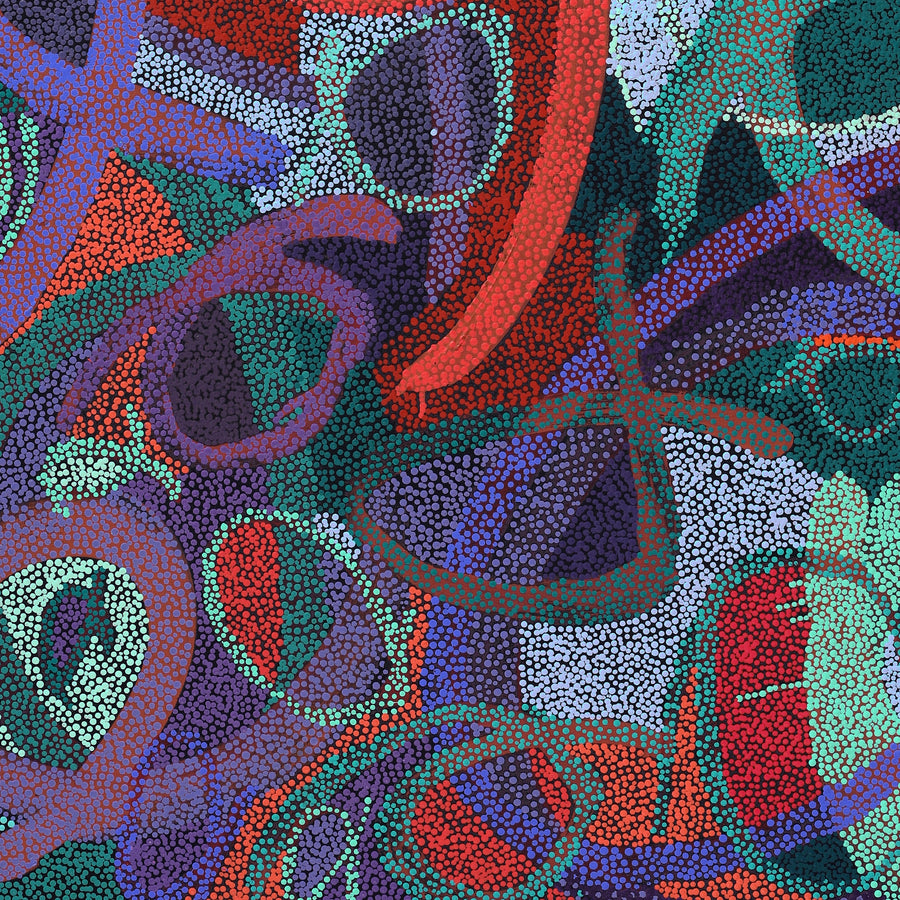 Aboriginal Artwork by Felicity Nampijinpa Robertson, Ngapa Jukurrpa (Water Dreaming) - Puyurru, 152x107cm