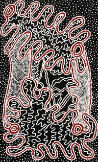 Aboriginal Artwork by Felicity Nampijinpa Robertson, Ngapa Jukurrpa (Water Dreaming) - Puyurru, 76x46cm