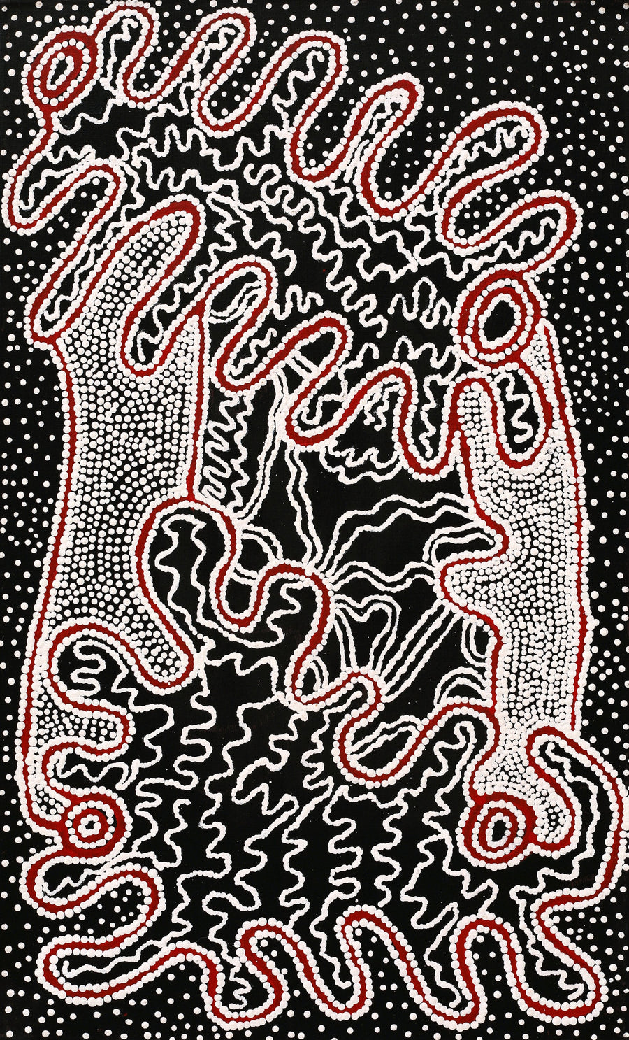 Aboriginal Artwork by Felicity Nampijinpa Robertson, Ngapa Jukurrpa (Water Dreaming) - Puyurru, 76x46cm