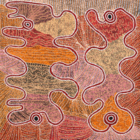 Aboriginal Artwork by Felicity Nampijinpa Robertson, Ngapa Jukurrpa (Water Dreaming) - Puyurru, 91x91cm