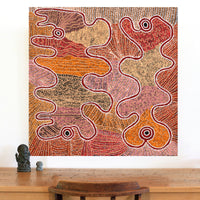 Aboriginal Artwork by Felicity Nampijinpa Robertson, Ngapa Jukurrpa (Water Dreaming) - Puyurru, 91x91cm