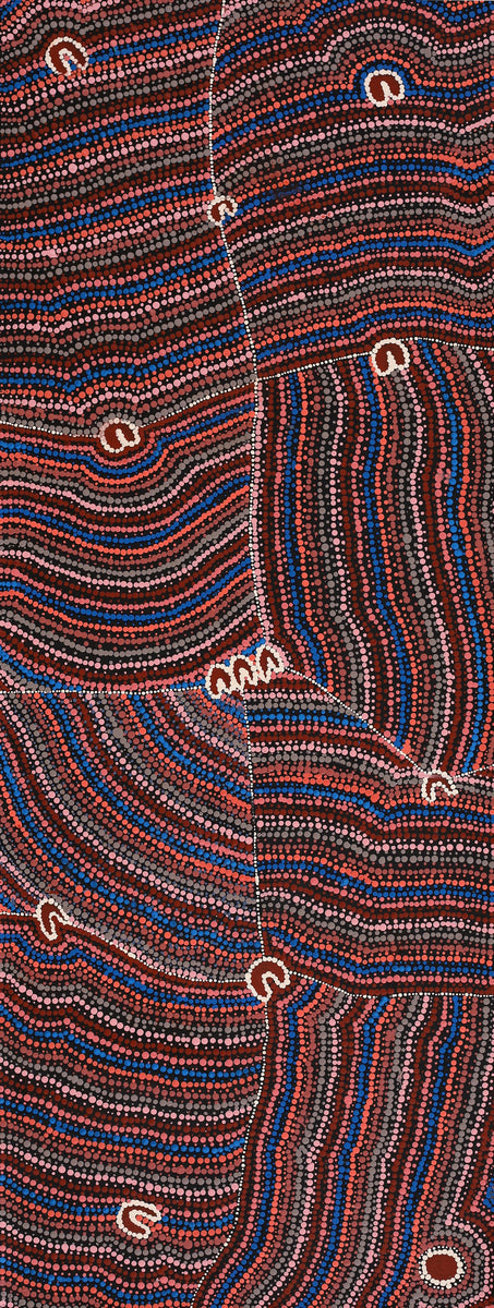 Aboriginal Art by Florence Nungarrayi Tex, Lappi Lappi Jukurrpa, 122x46cm - ART ARK®