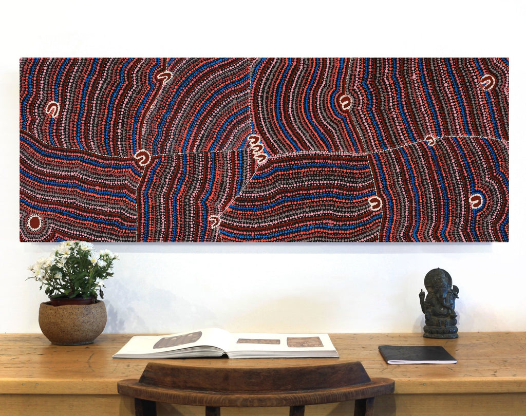 Aboriginal Artwork by Florence Nungarrayi Tex, Lappi Lappi Jukurrpa, 122x46cm - ART ARK®
