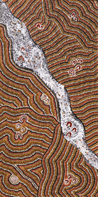 Aboriginal Artwork by Florence Nungarrayi Tex, Lappi Lappi Jukurrpa, 122x61cm