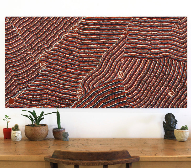 Aboriginal Artwork by Florence Nungarrayi Tex, Lappi Lappi Jukurrpa, 122x61cm