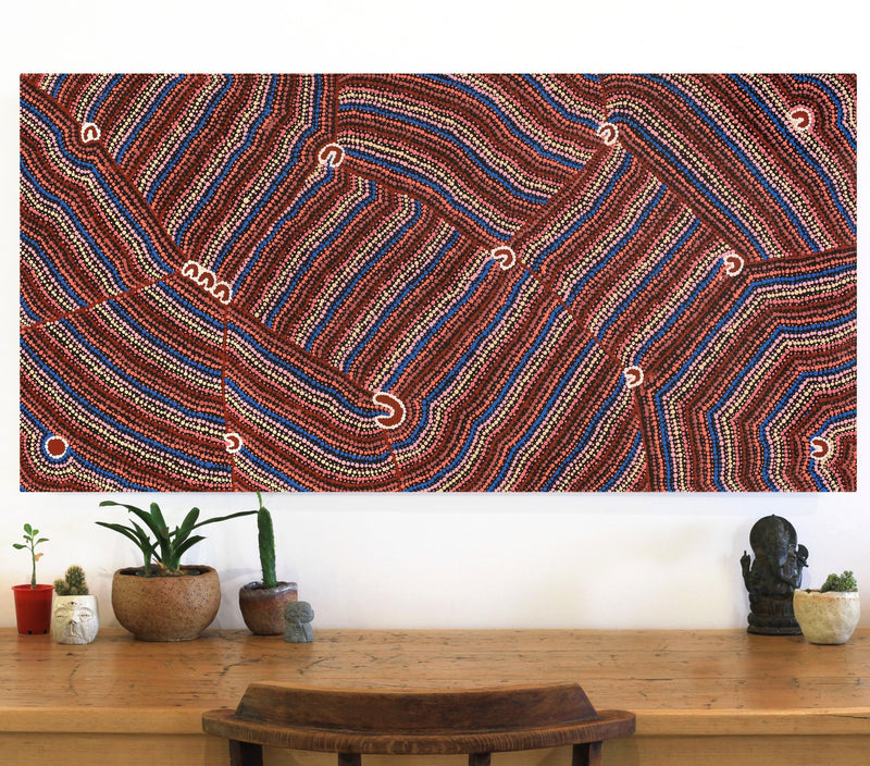 Aboriginal Artwork by Florence Nungarrayi Tex, Lappi Lappi Jukurrpa, 122x61cm