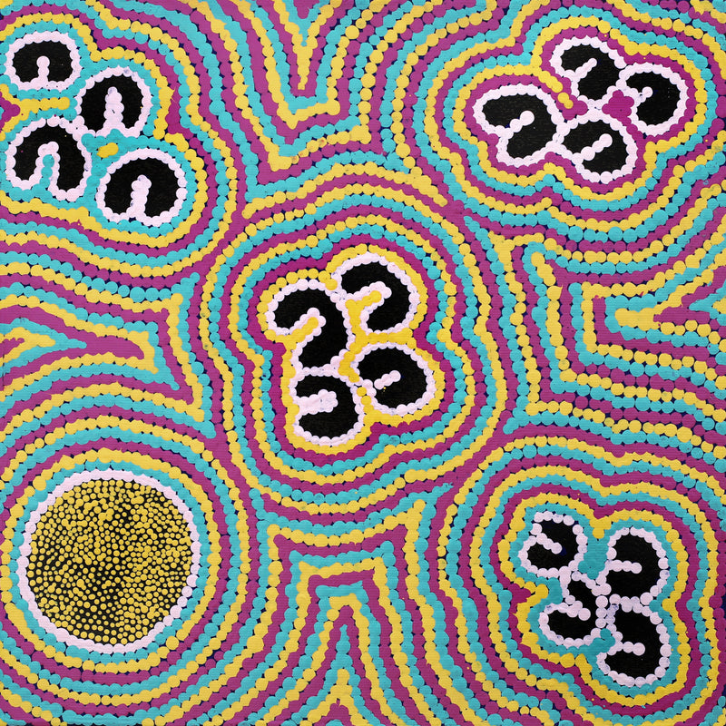 Aboriginal Artwork by Florence Nungarrayi Tex, Lappi Lappi Jukurrpa, 30x30cm