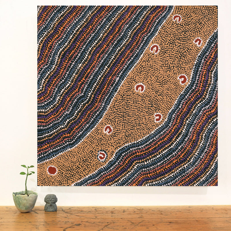 Aboriginal Artwork by Florence Nungarrayi Tex, Lappi Lappi Jukurrpa, 61x61cm