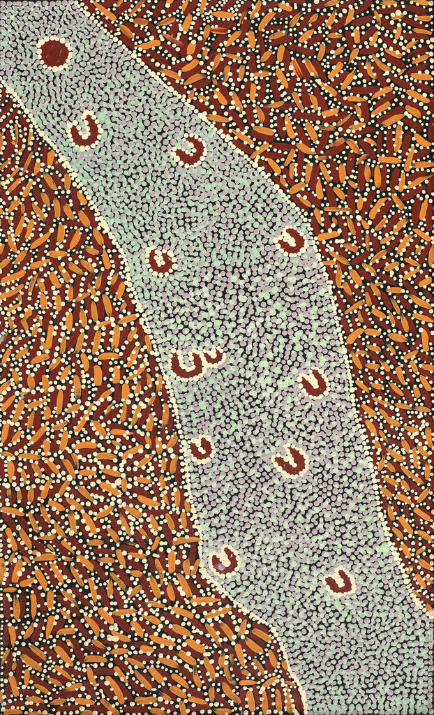Aboriginal Artwork by Florence Nungarrayi Tex, Lappi Lappi Jukurrpa, 76x46cm
