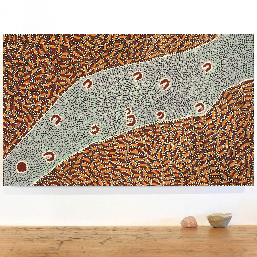 Aboriginal Artwork by Florence Nungarrayi Tex, Lappi Lappi Jukurrpa, 76x46cm