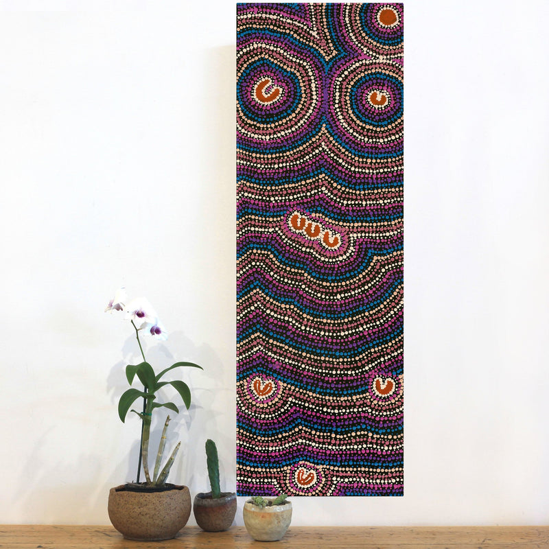 Aboriginal Artwork by Florence Nungarrayi Tex, Lappi Lappi Jukurrpa, 91x30cm