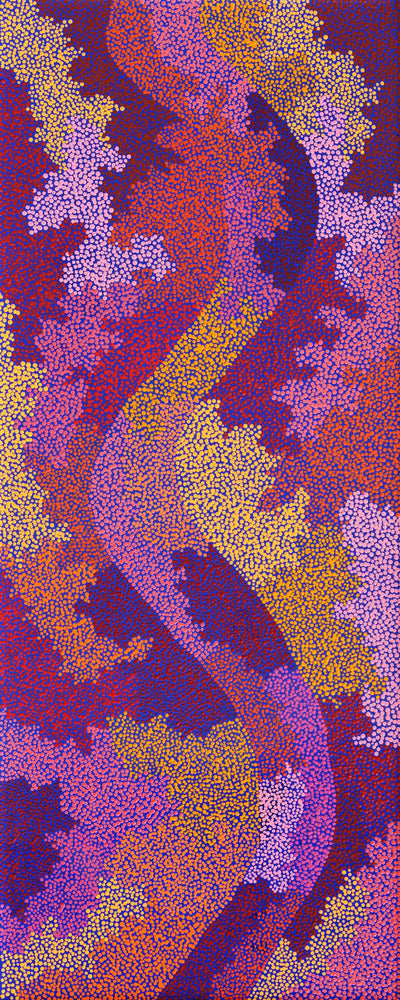 Aboriginal Artwork by Francis Marshall, Wanampi Tjukurrpa (Snake Dreaming), 100x40cm