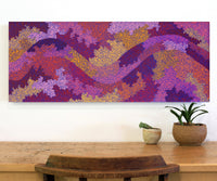 Aboriginal Artwork by Francis Marshall, Wanampi Tjukurrpa (Snake Dreaming), 100x40cm