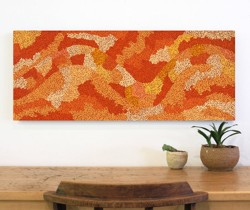 Aboriginal Artwork by Francis Marshall, Wanampi Tjukurrpa (Snake Dreaming), 100x40cm