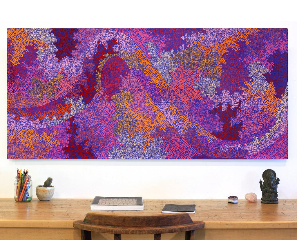 Aboriginal Artwork by Francis Marshall, Wanampi Tjukurrpa (Snake Dreaming), 150x70cm