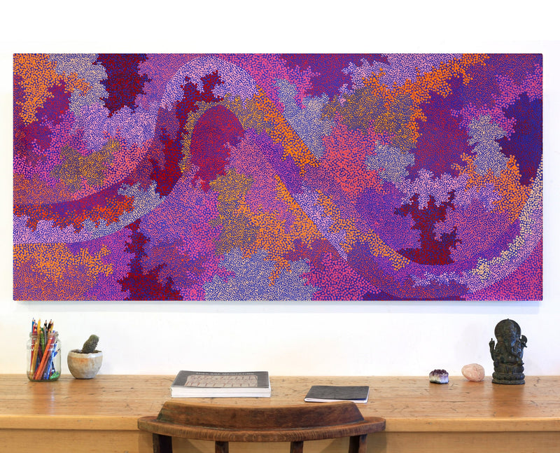 Aboriginal Artwork by Francis Marshall, Wanampi Tjukurrpa (Snake Dreaming), 150x70cm