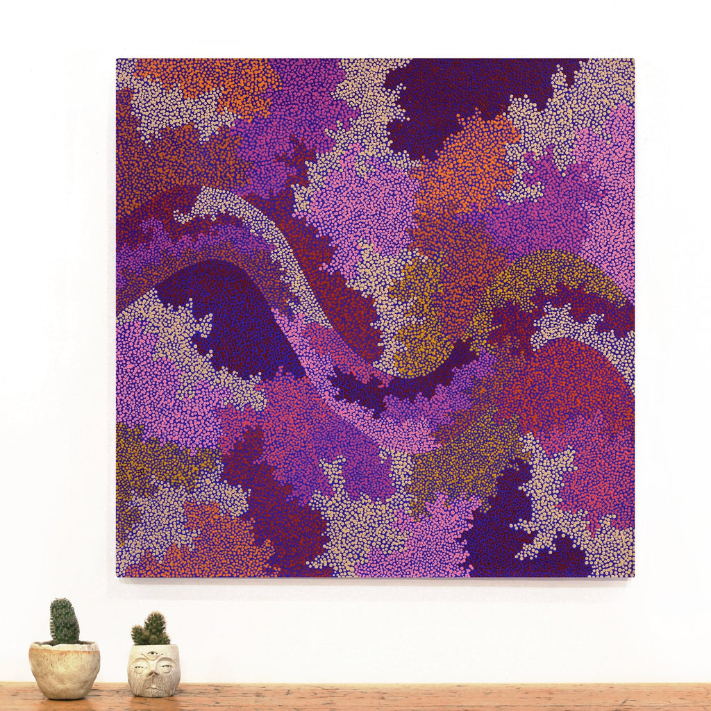 Aboriginal Artwork by Francis Marshall, Wanampi Tjukurrpa (Snake Dreaming), 70x70cm