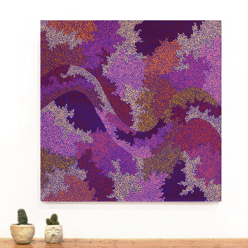 Aboriginal Artwork by Francis Marshall, Wanampi Tjukurrpa (Snake Dreaming), 70x70cm