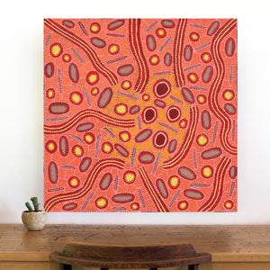 Aboriginal Artwork by Freda Napaljarri Jurrah, Ngalyipi Jukurrpa (Snake Vine Dreaming) - Yanjirlpiri, 76x76cm - ART ARK®