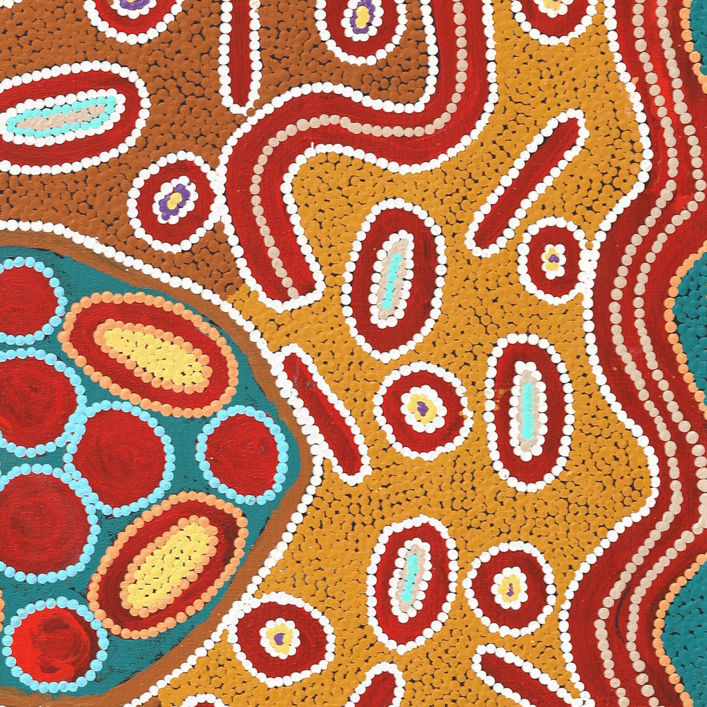 Aboriginal Artwork by Freda Napaljarri Jurrah, Ngalyipi Jukurrpa (Snake Vine Dreaming) - Yanjirlpiri, 91x76cm