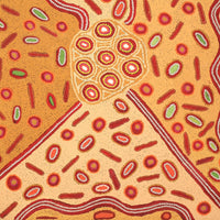 Aboriginal Artwork by Freda Napaljarri Jurrah, Witi Jukurrpa (Ceremonial Pole Dreaming) - Yanjirlpiri, 107x91cm