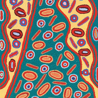 Aboriginal Artwork by Freda Napaljarri Jurrah, Witi Jukurrpa (Ceremonial Pole Dreaming) - Yanjirlpiri, 152x46cm