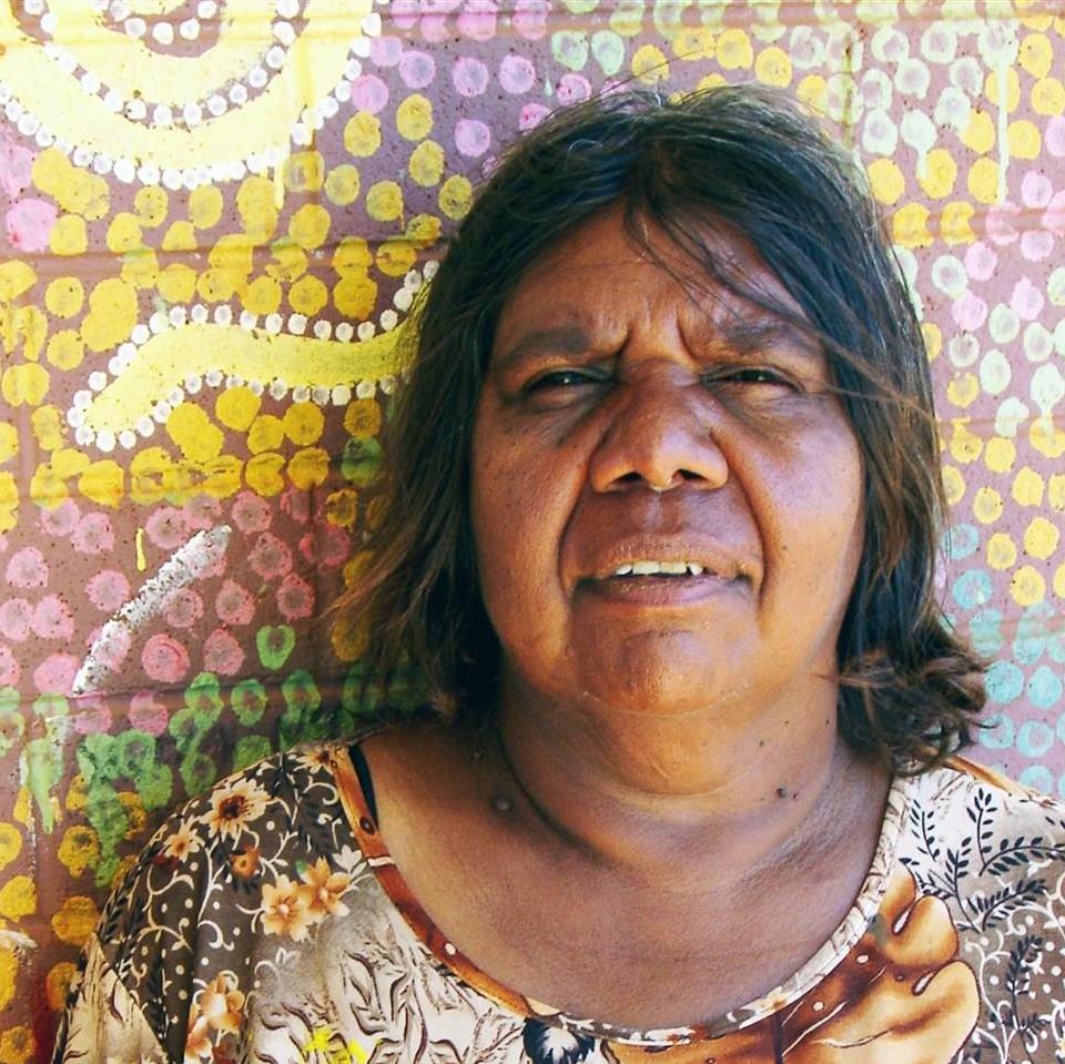 Aboriginal Artwork by Freda Napaljarri Jurrah, Witi Jukurrpa (Ceremonial Pole Dreaming) - Yanjirlpiri, 76x46cm - ART ARK®