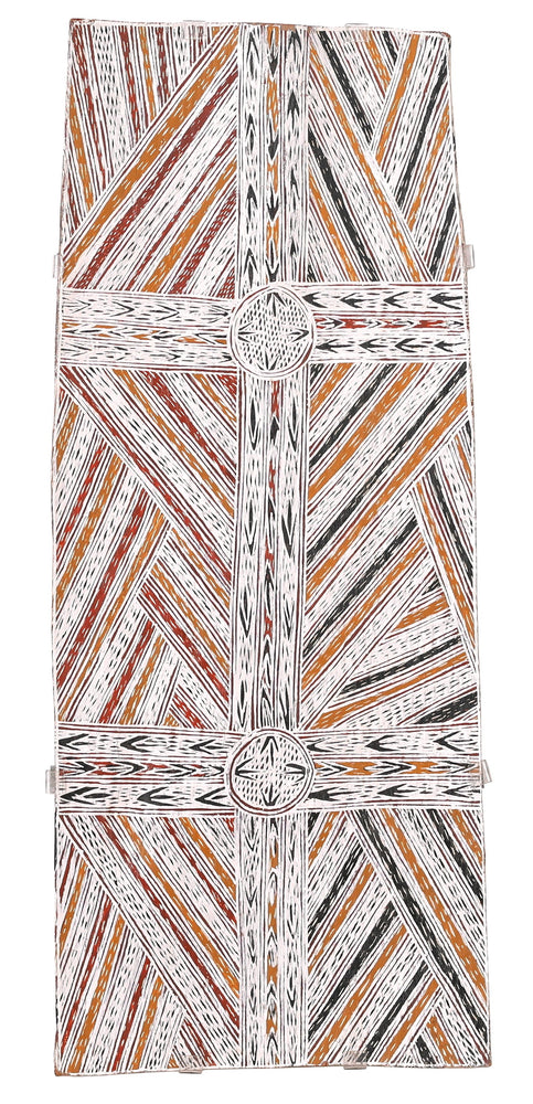 Aboriginal Artwork by Galuma Maymuru, Yalata, 81x33cm Bark