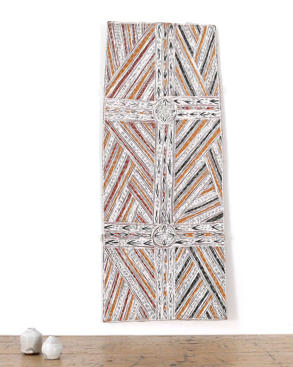 Aboriginal Artwork by Galuma Maymuru, Yalata, 81x33cm Bark