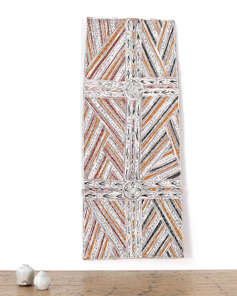 Aboriginal Artwork by Galuma Maymuru, Yalata, 81x33cm Bark