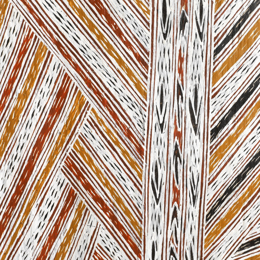 Aboriginal Artwork by Galuma Maymuru, Yalata, 81x33cm Bark