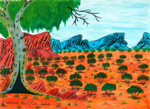 Aboriginal Artwork by Georgie Kentiltja, My homeland in the outback, 48x34.5cm - ART ARK®