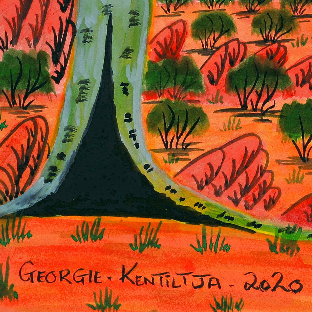 Aboriginal Artwork by Georgie Kentiltja, My homeland in the outback, 48x34.5cm