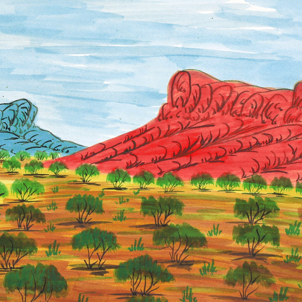 Aboriginal Artwork by Georgie Kentiltja, My homeland in the outback, 49X35.5cm