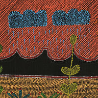 Aboriginal Artwork by Geraldine Napangardi Granites, Jurlpu kuja kalu nyinami Yurntumu-wana (Birds that live around Yuendumu), 76x76cm