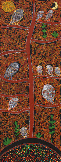 Aboriginal Artwork by Geraldine Napangardi Granites, Ngalyipi Jukurrpa (Snake Vine Dreaming) - Purturlu, 122x46cm