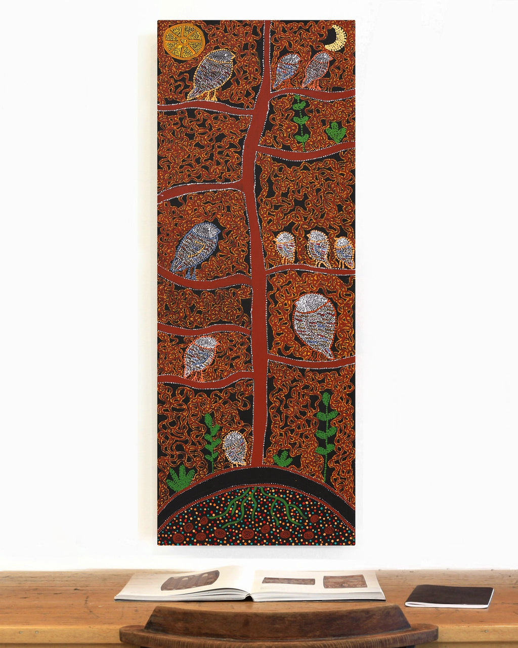 Aboriginal Artwork by Geraldine Napangardi Granites, Ngalyipi Jukurrpa (Snake Vine Dreaming) - Purturlu, 122x46cm