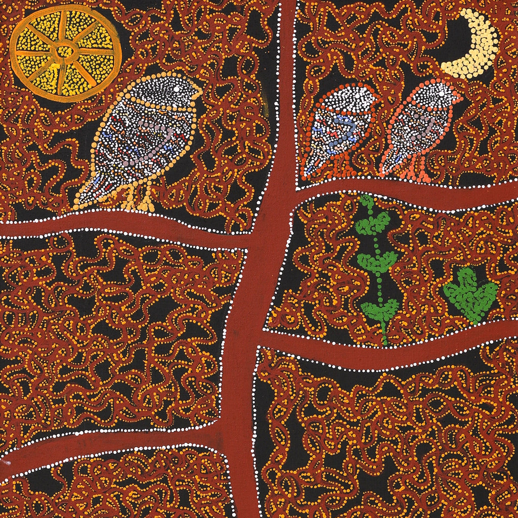 Aboriginal Artwork by Geraldine Napangardi Granites, Ngalyipi Jukurrpa (Snake Vine Dreaming) - Purturlu, 122x46cm