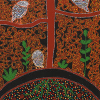 Aboriginal Artwork by Geraldine Napangardi Granites, Ngalyipi Jukurrpa (Snake Vine Dreaming) - Purturlu, 122x46cm