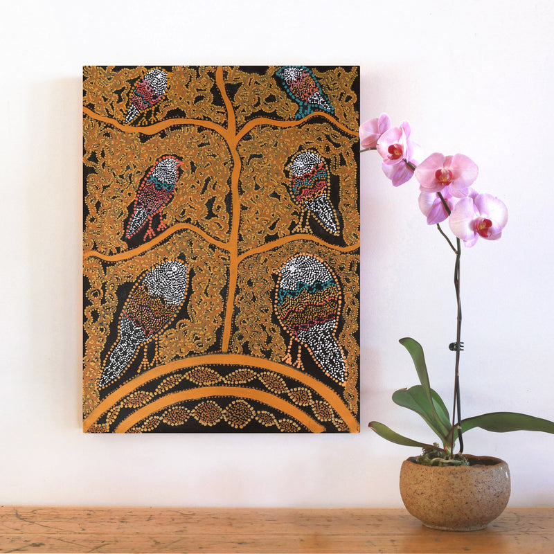 Aboriginal Artwork by Geraldine Napangardi Granites, Ngalyipi Jukurrpa (Snake Vine Dreaming) - Purturlu, 61x46cm
