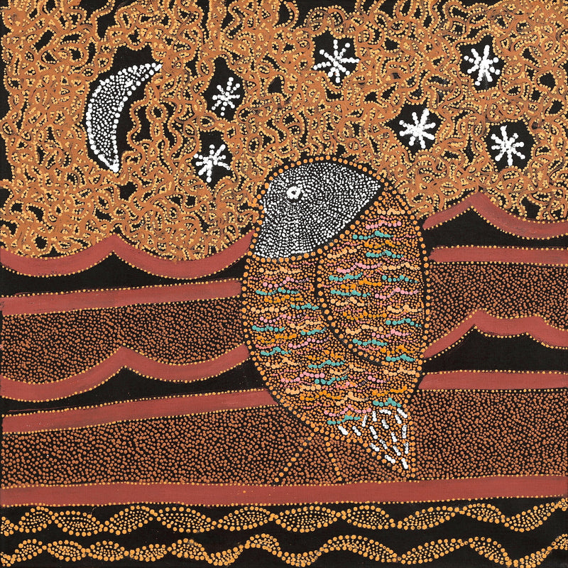 Aboriginal Artwork by Geraldine Napangardi Granites, Ngalyipi Jukurrpa (Snake Vine Dreaming) - Purturlu, 61x61cm