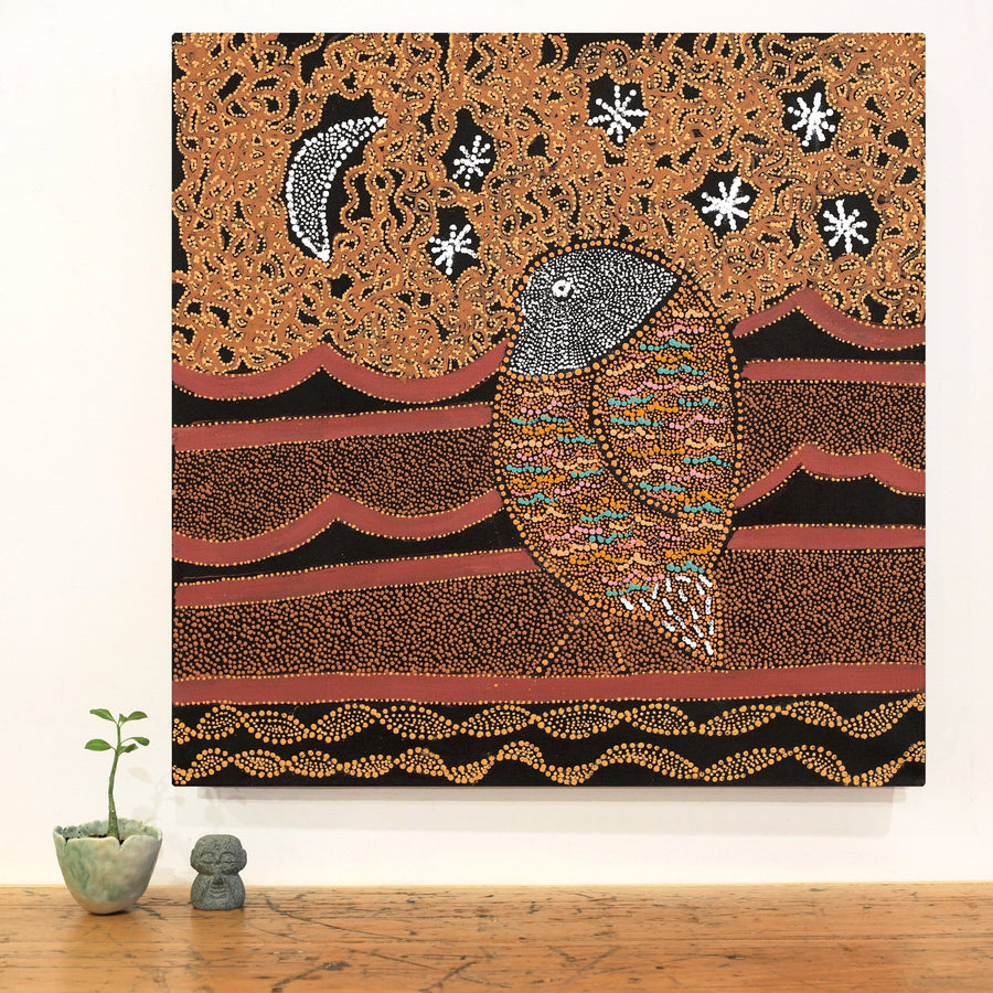 Aboriginal Artwork by Geraldine Napangardi Granites, Ngalyipi Jukurrpa (Snake Vine Dreaming) - Purturlu, 61x61cm