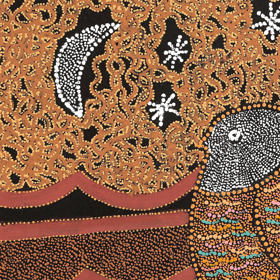 Aboriginal Artwork by Geraldine Napangardi Granites, Ngalyipi Jukurrpa (Snake Vine Dreaming) - Purturlu, 61x61cm
