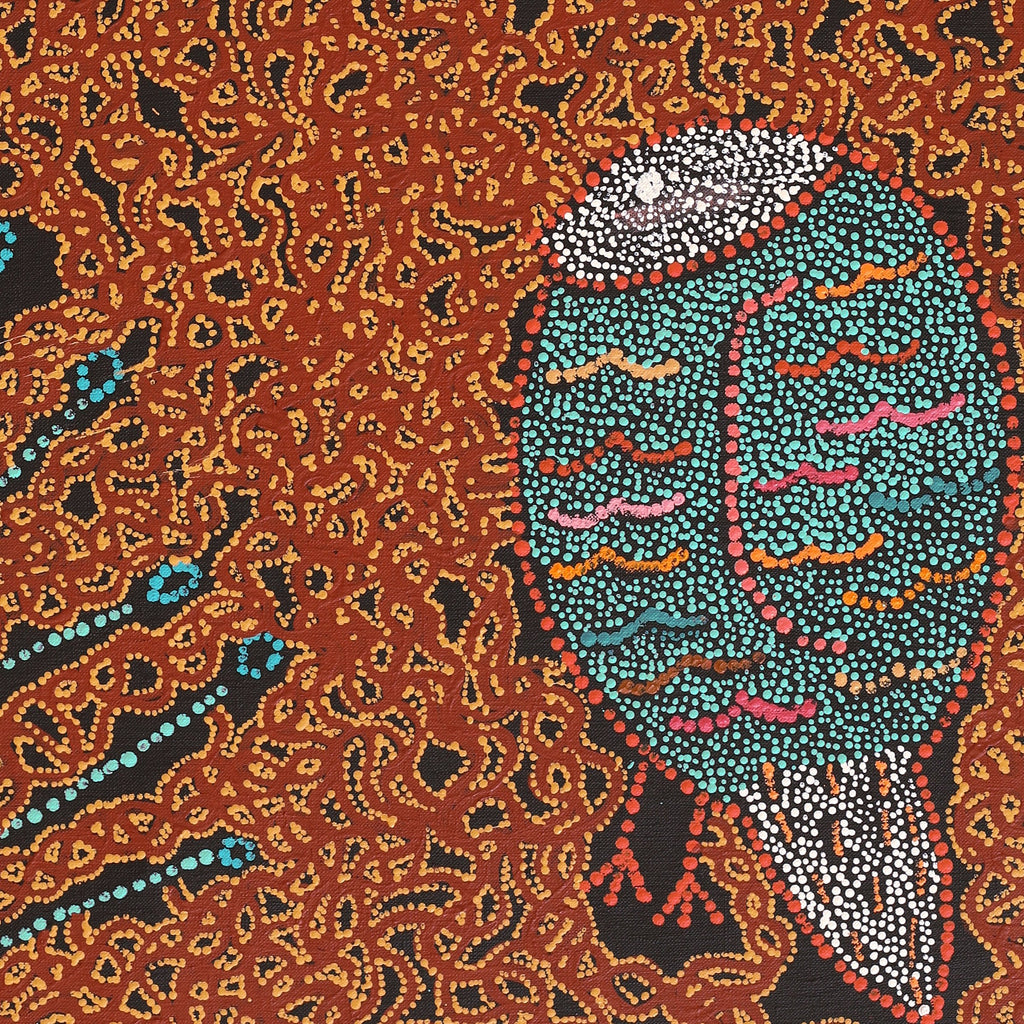 Aboriginal Artwork by Geraldine Napangardi Granites, Ngalyipi Jukurrpa (Snake Vine Dreaming) - Purturlu, 76x46cm